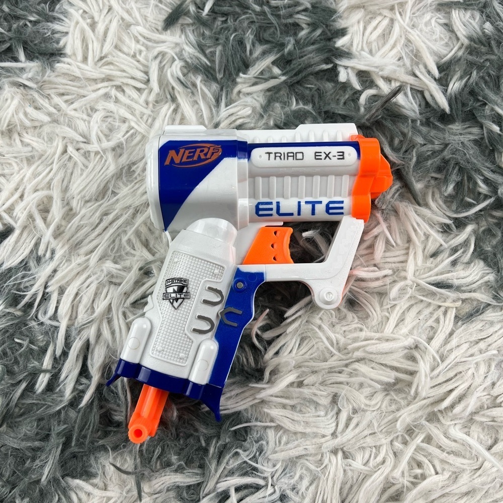 NERF N-Strike Elite Triad EX-3 White Orange Blue Tested
